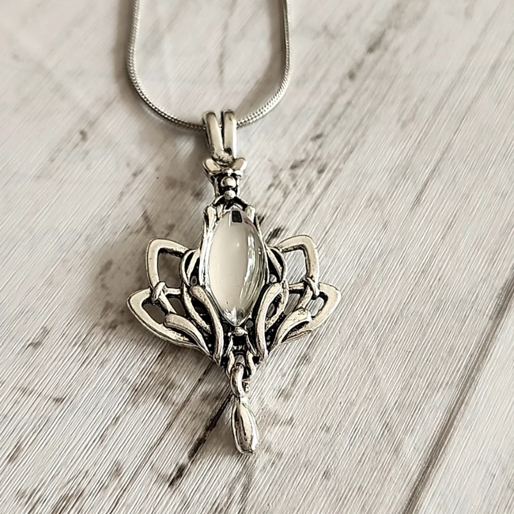 LOTUS Moonstone Dangle Pendant Necklace 16 inch